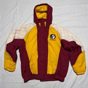 Vintage 90s! Full Zip Up Florida State Seminoles FSU Starter Puffer Jacket!